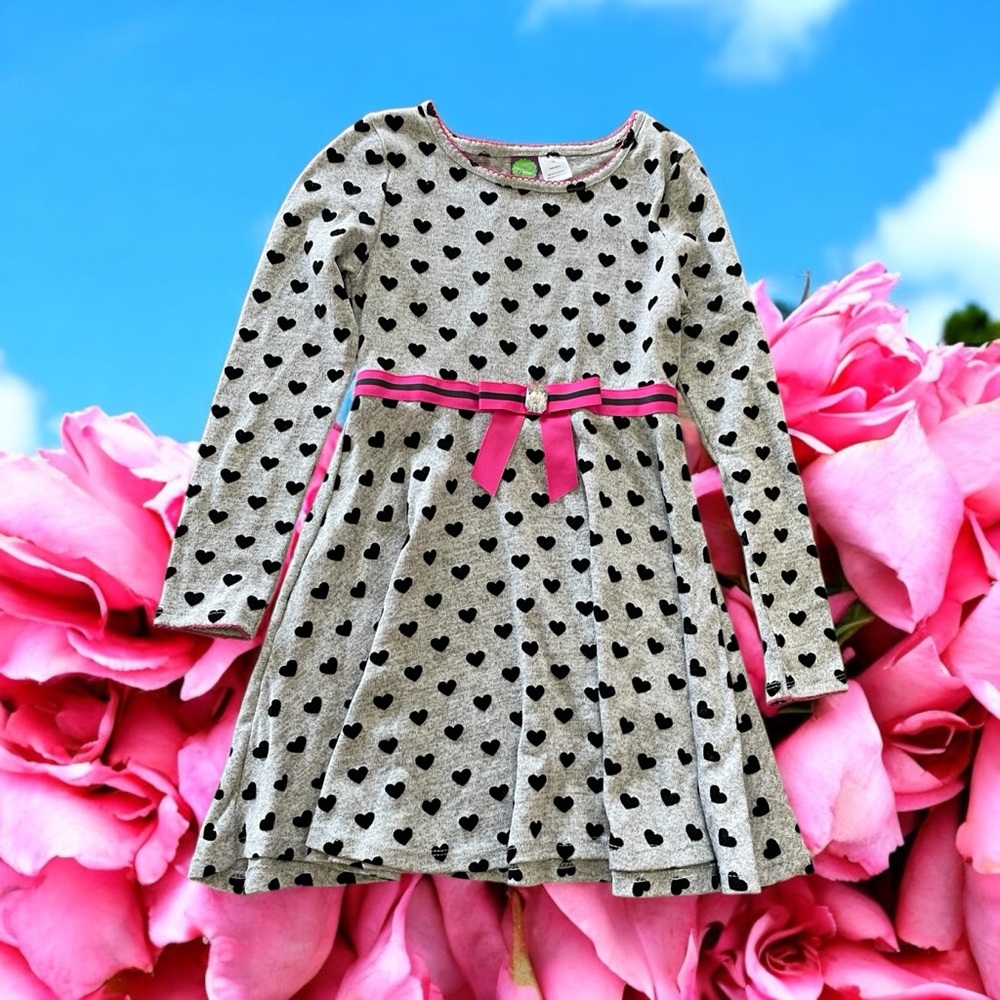 Dollie & Me Gray Long Sleeve‎ Dress Casual Pink Trim